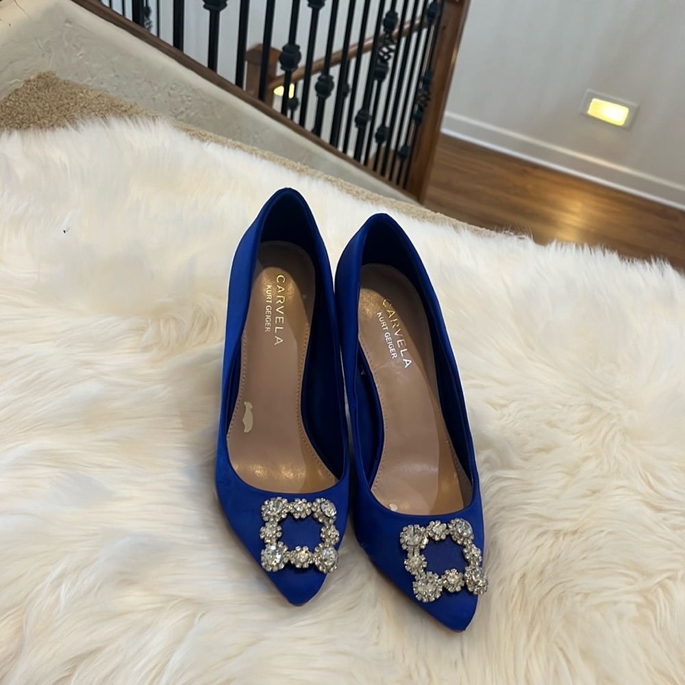 Kurt Geiger Blue Heels with Silver Embellishments